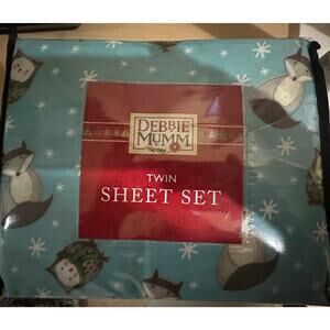 Debbie Mumm Twin Sheet Set Holiday Winter Fox Owl Microfiber NEW